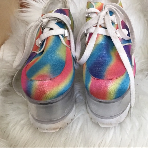 Rare YRU Rainbow Qloud Kreep Creepers Platform Stacked Shoes Clear Heel Sz 7 - Picture 3 of 6